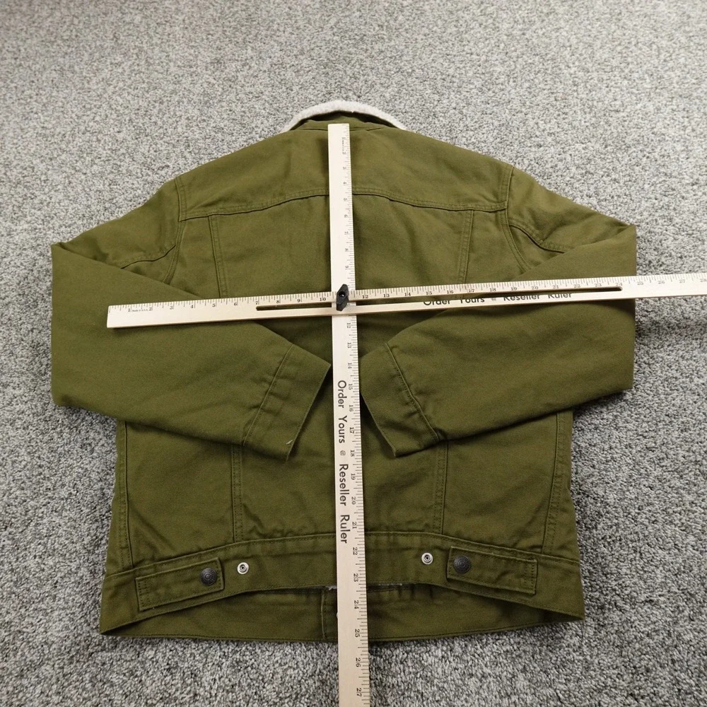 NEW Levis Jacket Mens S Green Canvas Sherpa Lined Trucker Snap Outdoor Work Coat